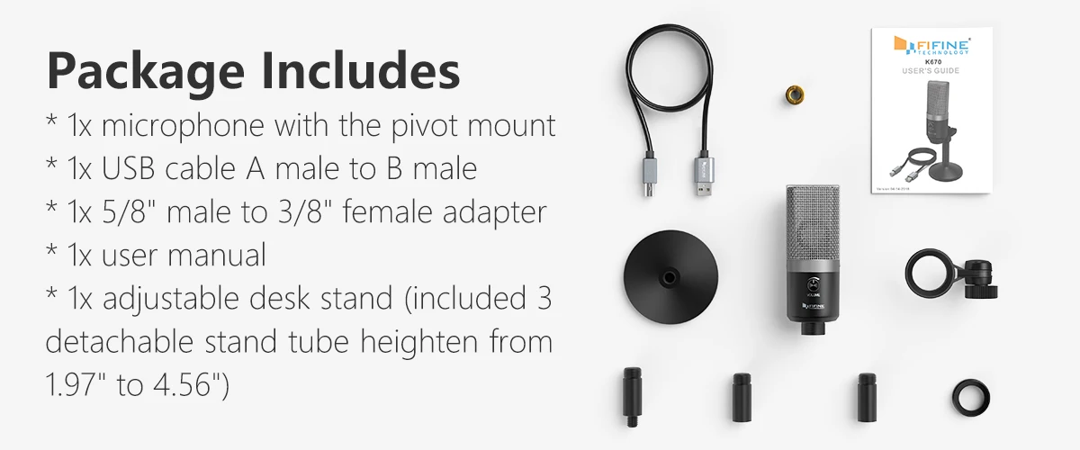 FIFINE, USB конденсаторный микрофон для компьютера, профессиональный записывающий микрофон для Youtube, Skype, игра для встреч, одна линия обучения 670-1