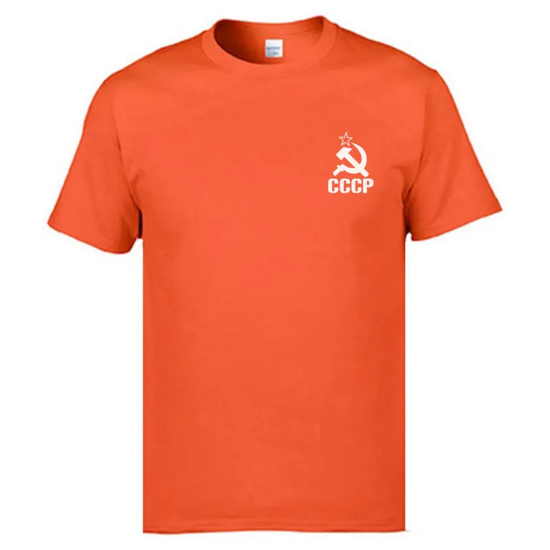 CCCP, футболки для мужчин, СССР, СССР, КГБ, Мужская футболка с коротким рукавом, футболки из хлопка, повседневные мужские топы, футболки - Цвет: orange white