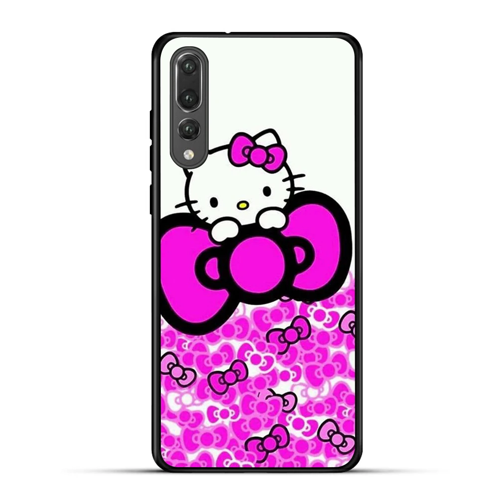Черный ТПУ чехол для задней панели телефона Huawei P20 Hello Kitty Carcasa lite Mate 10 Lite Luxury
