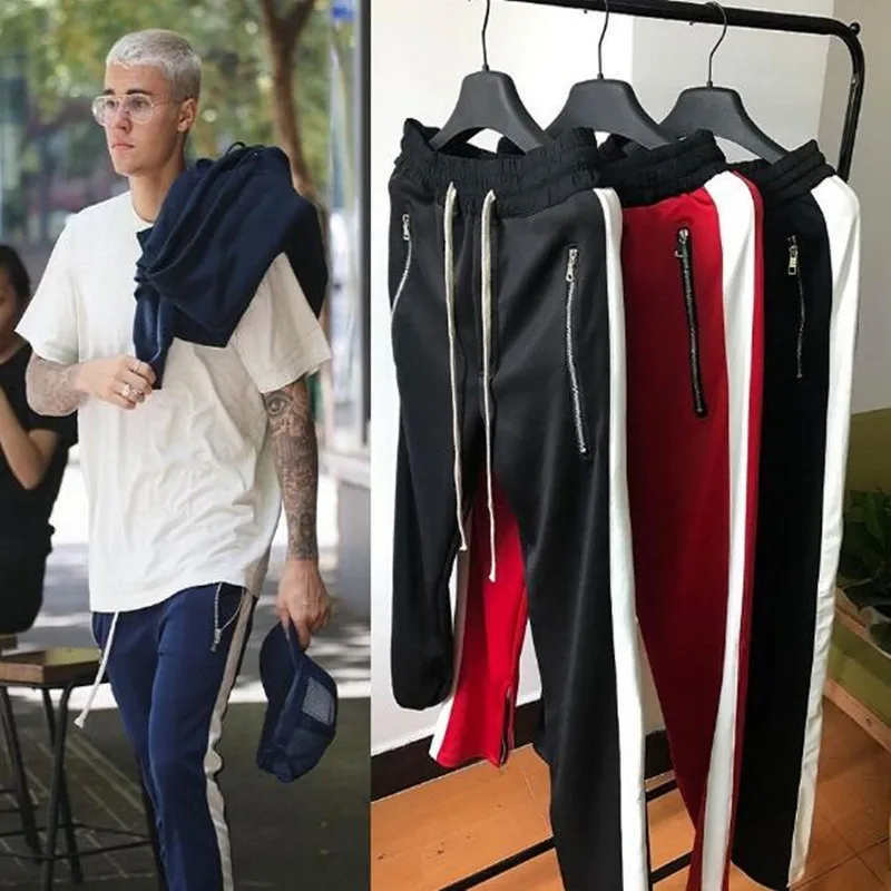 Брендовые уличные удлиненные спортивные штаны для мужчин в Западном ретро стиле, хип-хоп брюки с боковой молнией, популярные цветные повседневные штаны унисекс