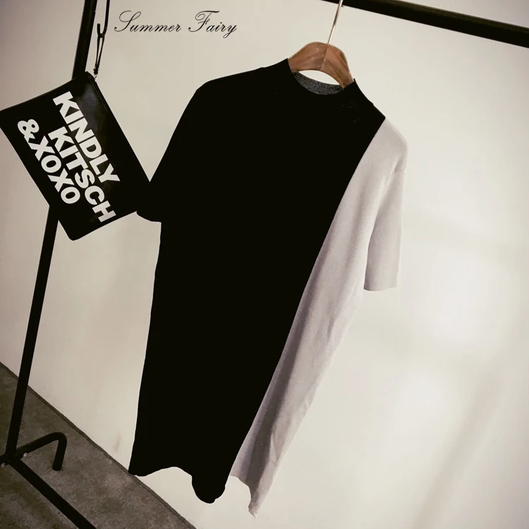 Новинка 2016 черно-белое вязаное шерстяное платье | Женская одежда