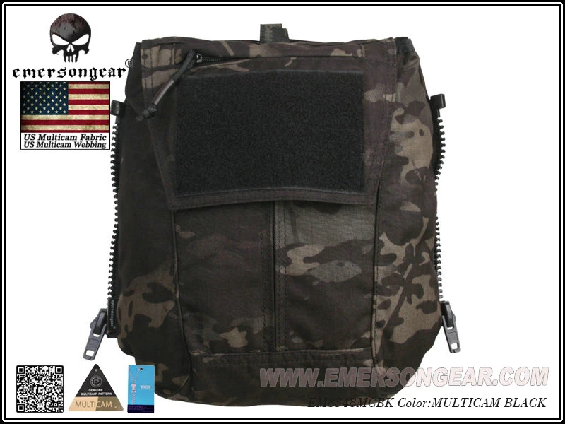 Emersongear Pouch Zip-ON Panel FOR AVS JPC2.0 CPC Tactical Vest Accessory Multicam Black EM8348