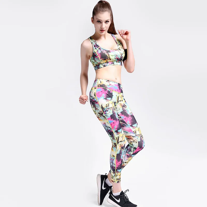 

3D Print Women Yoga Sets Gym Clothing for Women Set Sports Bra Pants Quick Dry Breathable Workout Sets China Shop Online Stores