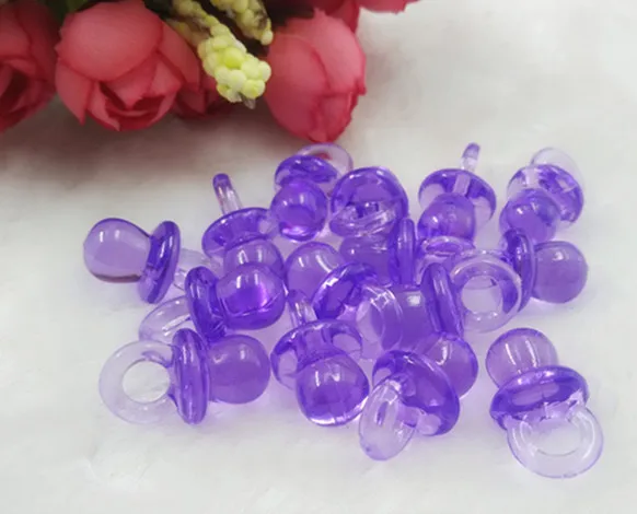 100 шт. мини пустышки Baby Shower пользу Ясно Фиолетовый Девушка Декор партии Аксессуары