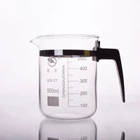 beaker in low form with plastic handlecapacity 500mlouter diameter89mmheight120mmlaboratory beaker