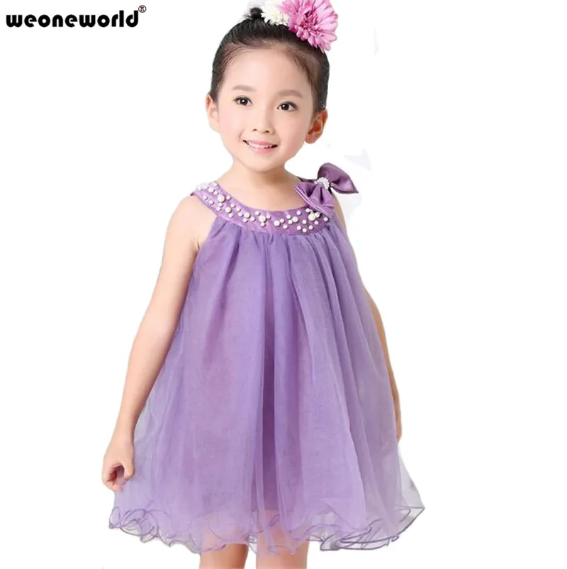 WEONEWORLD Bowknot Girl Dresses Lace Mesh Girls Summer Children's Clothing for Vestido Infant Clothes | Детская одежда и обувь