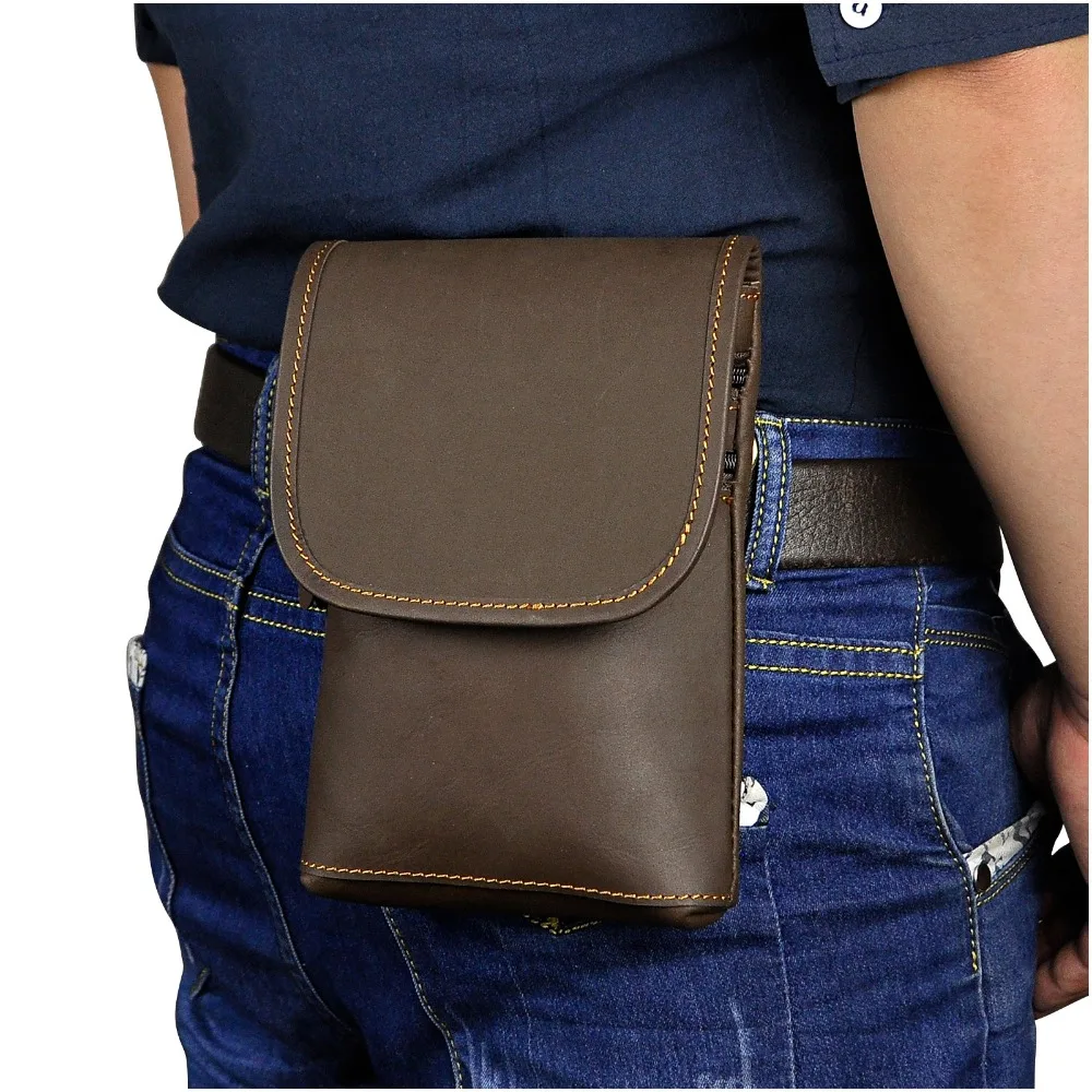 

Fashion Mens Leather Multifunction Shoulder Satchel Bag Designer Cigarette Case Phone Pouch Hook Belt Waist Bag Pack 611-10