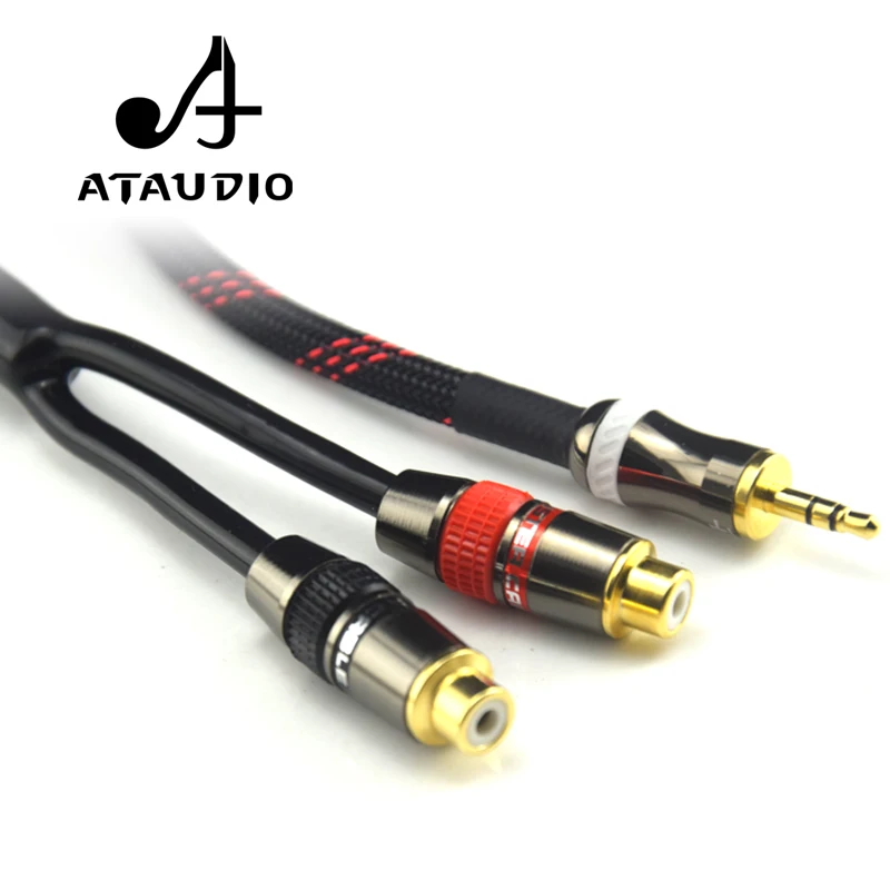 Аудиокабель ATAUDIO Hifi 3 5 мм штекер на 2RCA гнездо 4N OFC к RCA|rca audio cable|3.5 to rcaaudio cable |