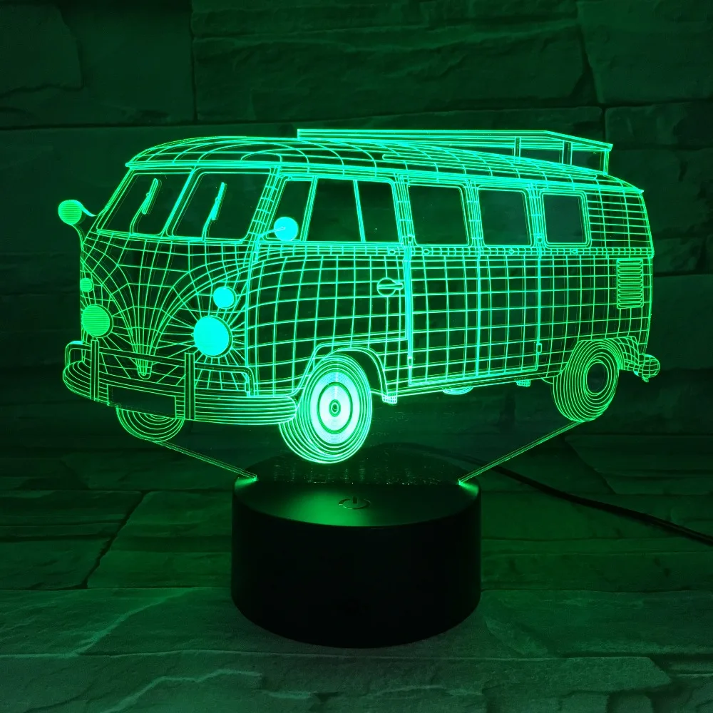 3D светильники для кемпинга школьного автобуса светодиодная цветная акриловая