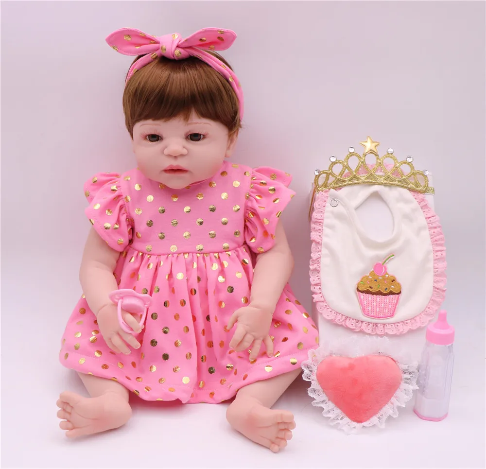 23&quot Full body silicone vinyl reborn Toy Lifelike modeling Real touch bebe alive infant dolls baby Child play house briquedos | Игрушки и