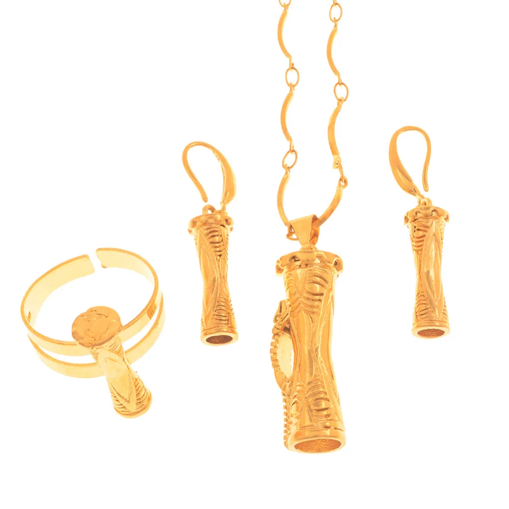 Traditional Papua New Guinea Drum Pendant Necklaces Earrings Ring PNG Style Kundu Jewellery sets Gifts #J0161 | Украшения и