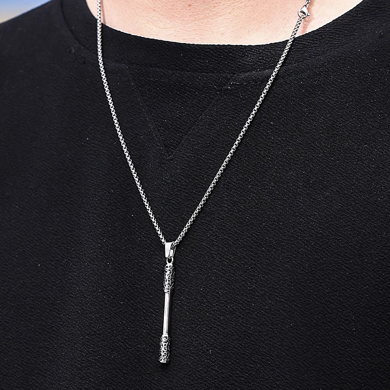Для мужчин палку кулон Цепочки и ожерелья серебро Цвет Стиль Jewellery панк
