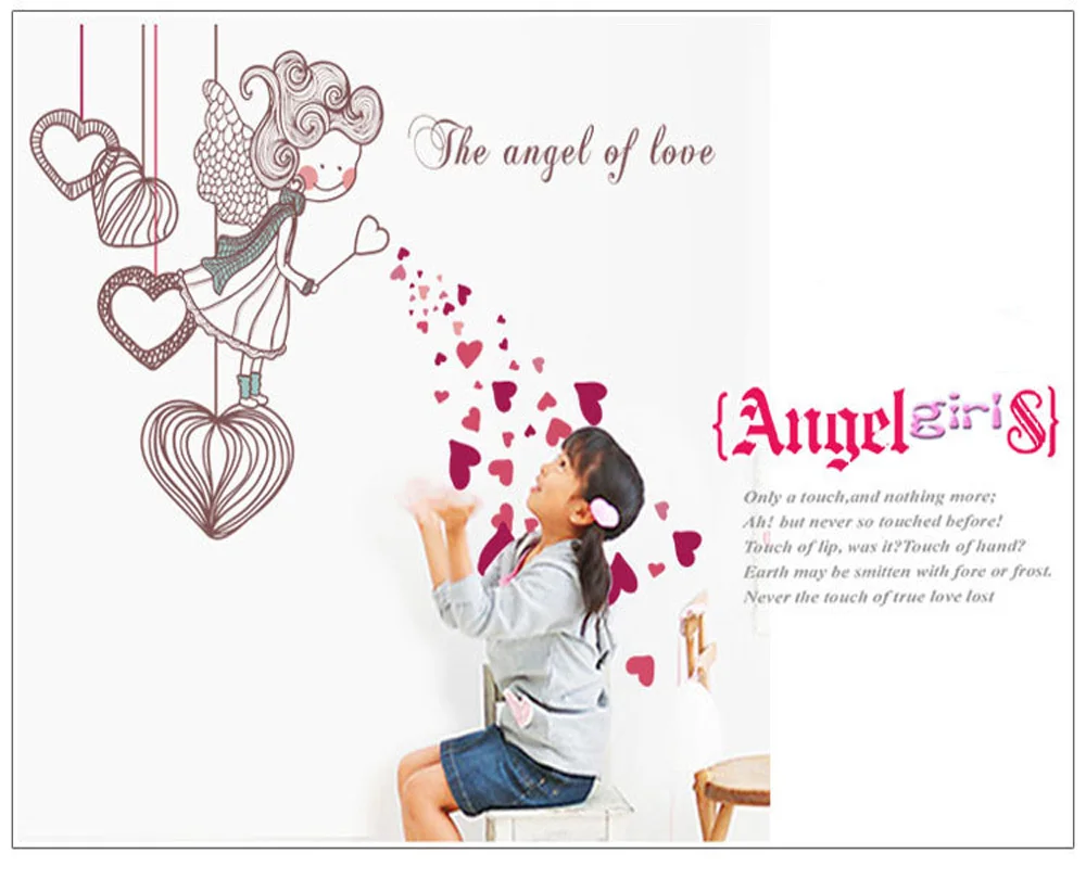 

Настенные стикеры Angel для дома, красивые наклейки для девочек, 50*70 см