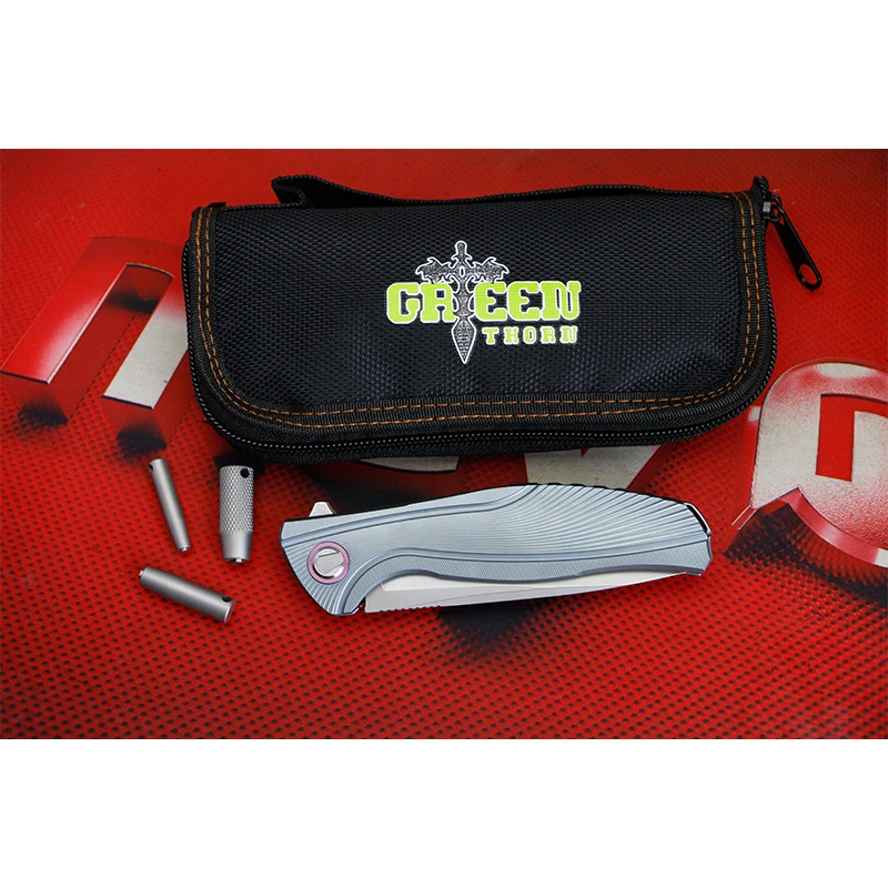 

GREEN THORN F7 M390 blade Titanium handle Flipper folding knife Outdoor camping hunting pocke fruit knives EDC tools Survival