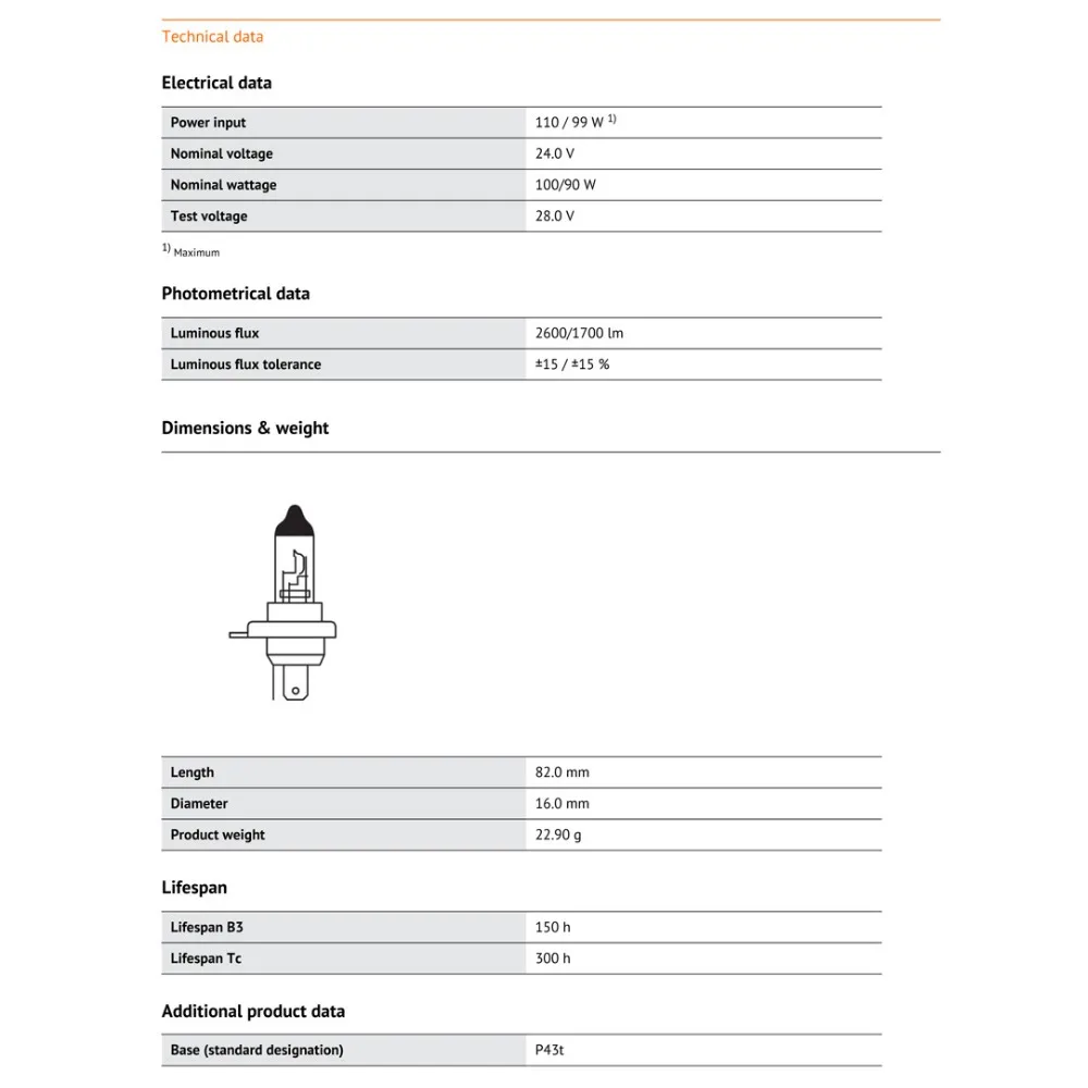 OSRAM грузовик H4 9003 24V 100/90W 62248 P43t супер Rallye внедорожный головной светильник Hi/Lo луч