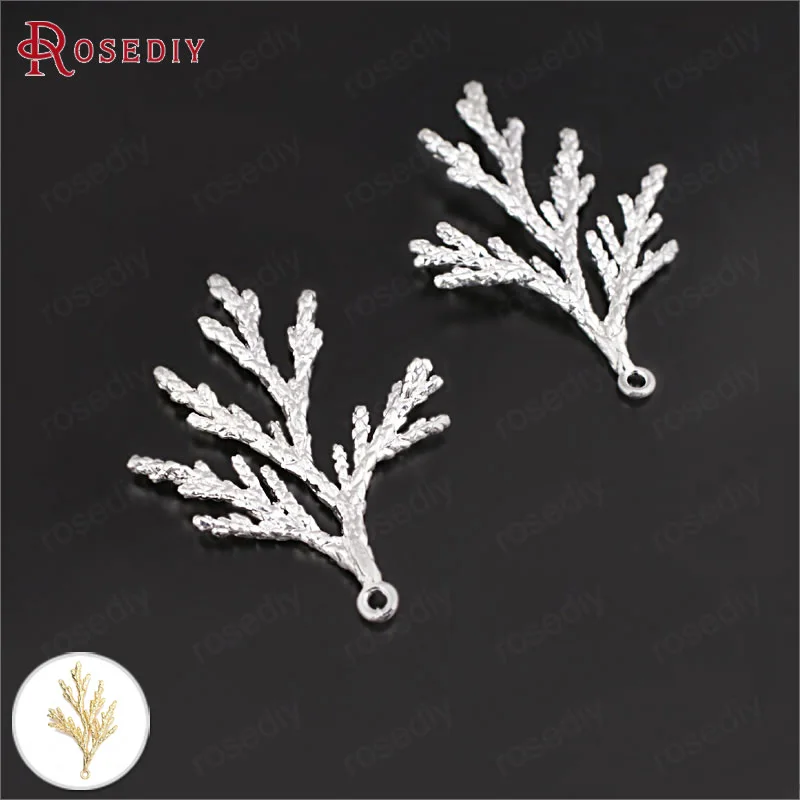

(32078)6PCS 36*24MM Silver Color Plated Brass Pine Leaves Tree Leaf Charms Pendants Diy Jewelry Findings Accessories wholesale