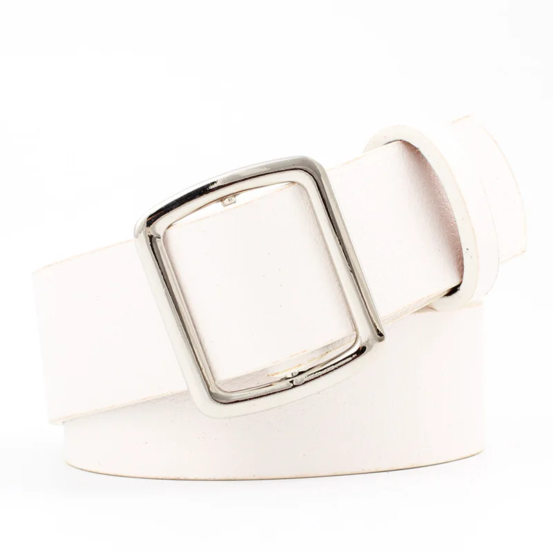 

OLOME Vintage 3cm Wide Leather Belt Black Red White Waistband Female Square Pin Buckle Waist Belts for Women Dresses