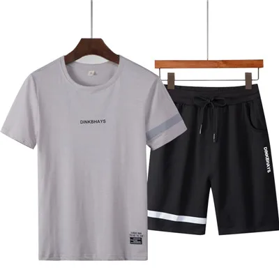 A20-Gray Спортивный костюм, мужская спортивная одежда, спортивные штаны, набор, мужские повседневные спортивные костюмы, толстовка, короткие штаны, одноцветные мужские летние пляжные топы, шорты - Цвет: A20-Gray