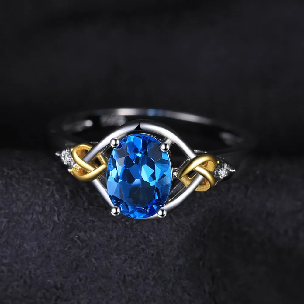 JewelryPalace Любовь Сердце Узел 1.5ct Природный Голубой топаз настоящий бриллиант