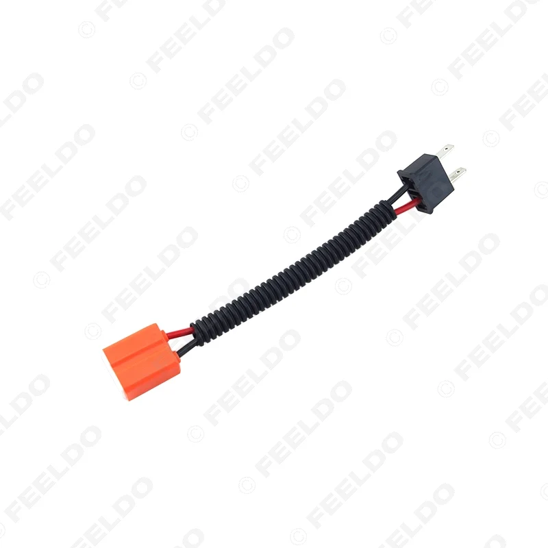 

FEELDO 10Pcs High quality car H7 bulb straight type male connector to female with wiring harness #MX5467