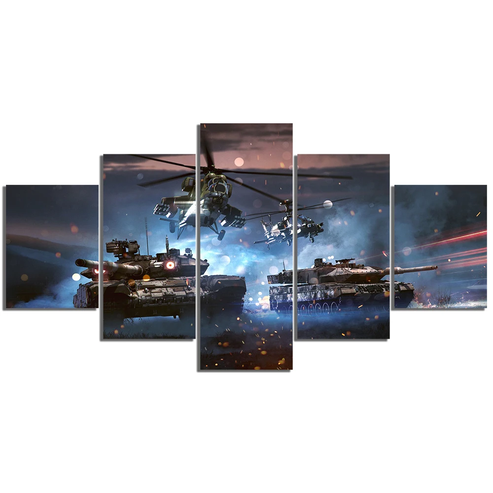 5 шт. HD изображение Battlefield видео игра плакат стикер на стену самолет и танки