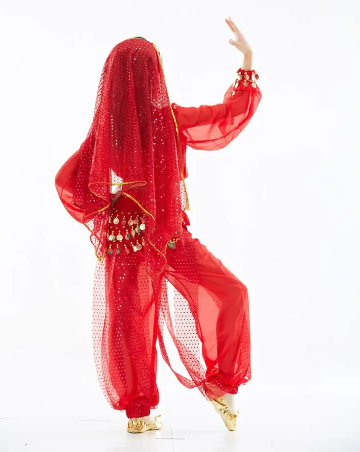 12 компл./лот девушки танец живота костюм ( топ + фонарь брюки монеты пояс