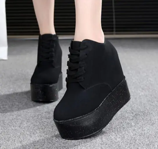 Женская парусиновая обувь на платформе и высоком каблуке 12 см zapatos mujer chaussure femme