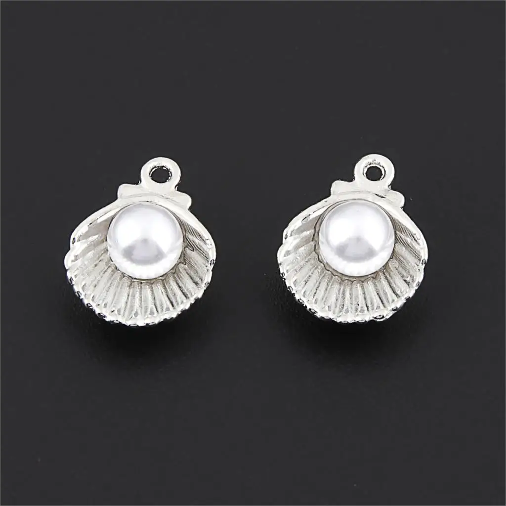 

Подвески с жемчугом, серебристого цвета, 12 х15 мм, A3161/A3166, 10 шт.
