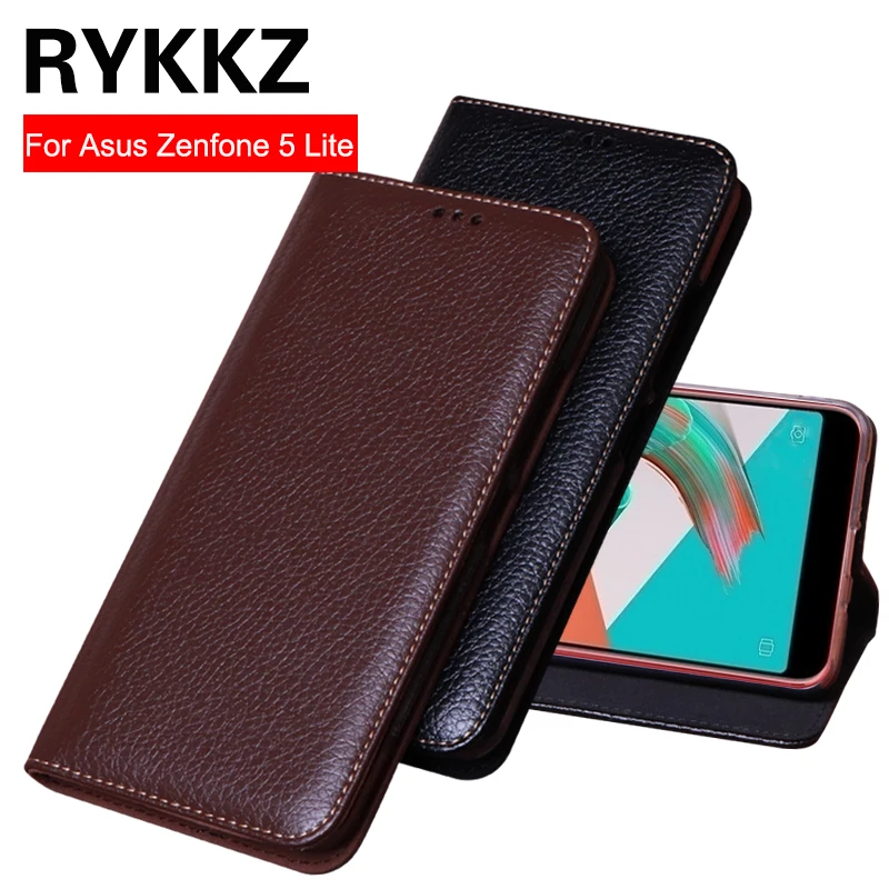 

RYKKZ Luxury Leather Flip Cover For Asua ZenFone 5 Lite 6inch Protective Case Leather Cover For Asus ZC600KL Free Shipping