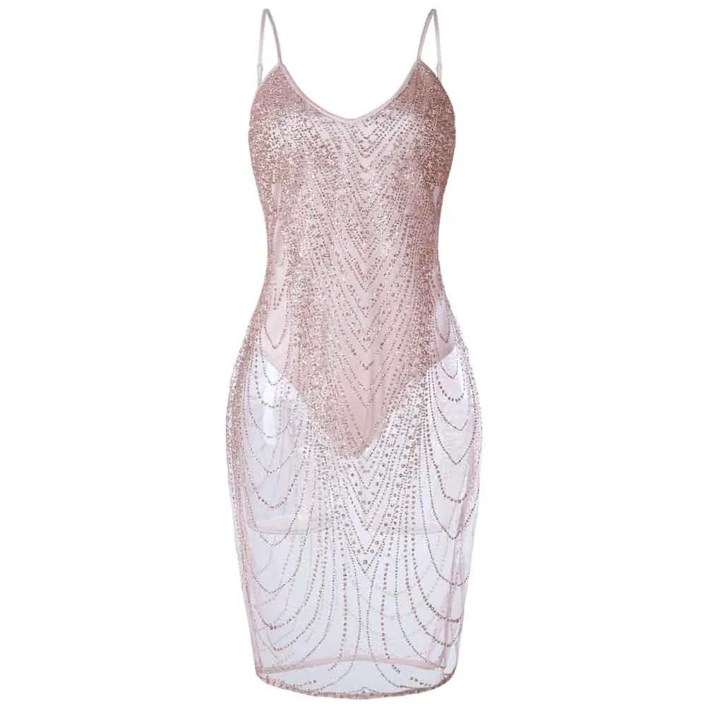 Женское платье без рукавов JAYCOSIN повседневное облегающее Клубное с блестками и v