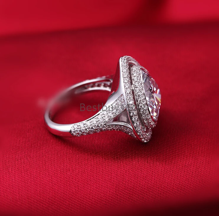 6 карат SONA синтетический бриллиан модное кольцо из стерлингового серебра 925