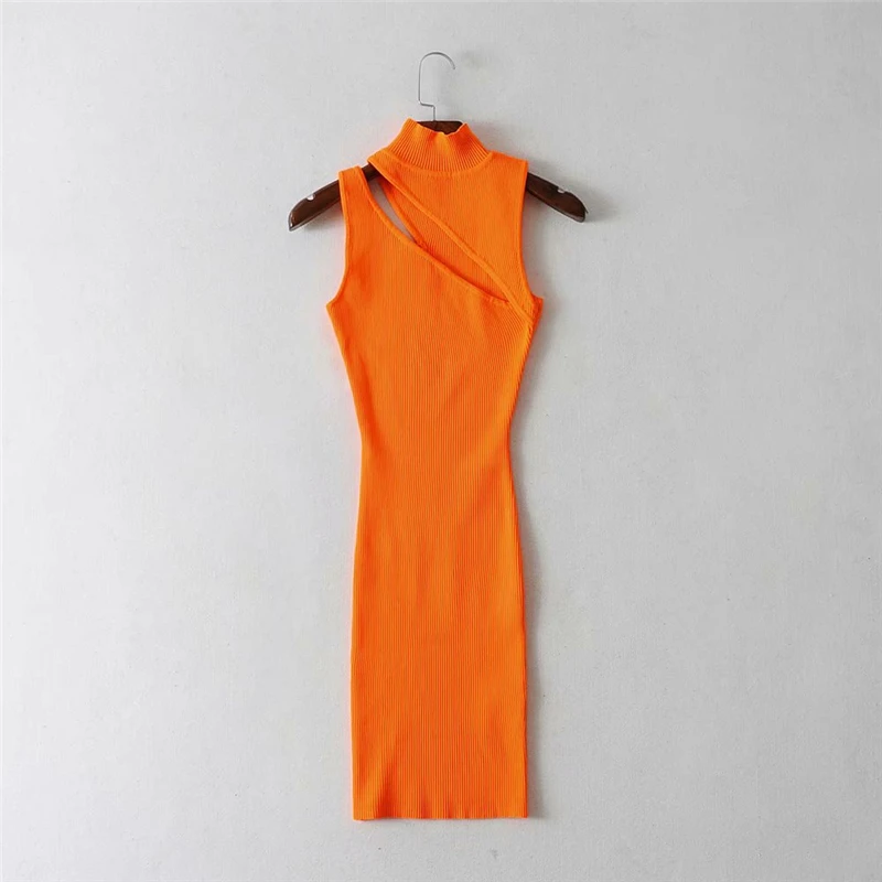 Женское Короткое платье без рукавов LUNDUNSHIJIA белое трикотажное неонового