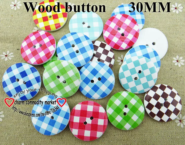 20 шт Новые разноцветные 30 мм в полоску на пуговицах 2 отверстия деревенском стиле