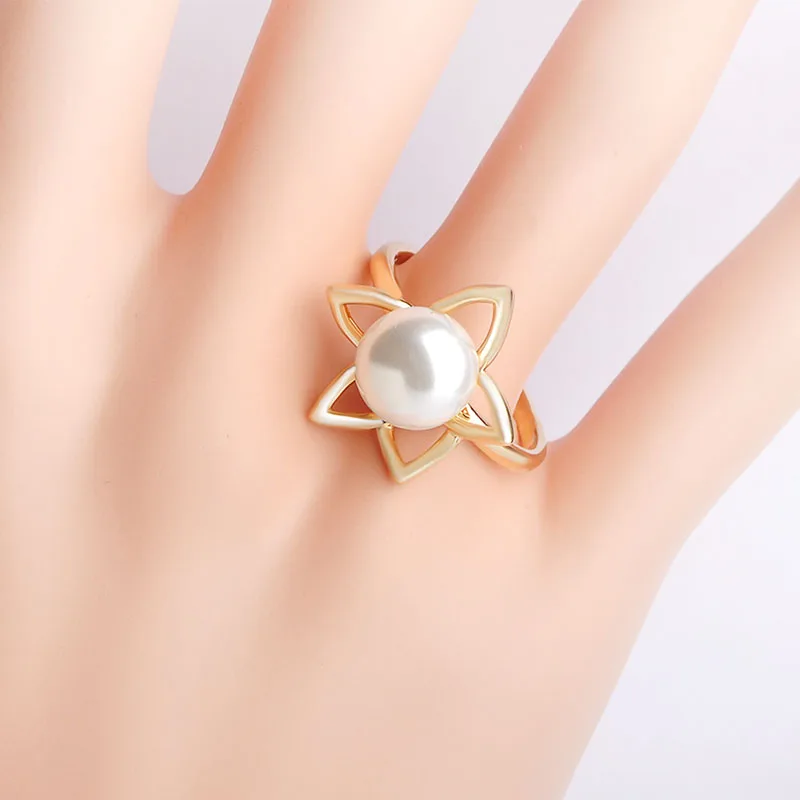 Dazz сладкий стиль звезда форма D крючки серьги набор колец медь имитация жемчуга