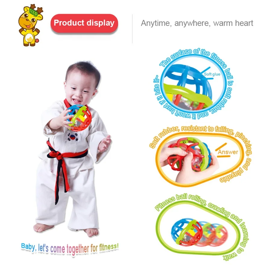 11cm Baby toys Kawai Funny Rattles Safe no ntoxic soft material puzzle baby hand grasp ball dumbbell rattle 0-24 month | Игрушки и хобби