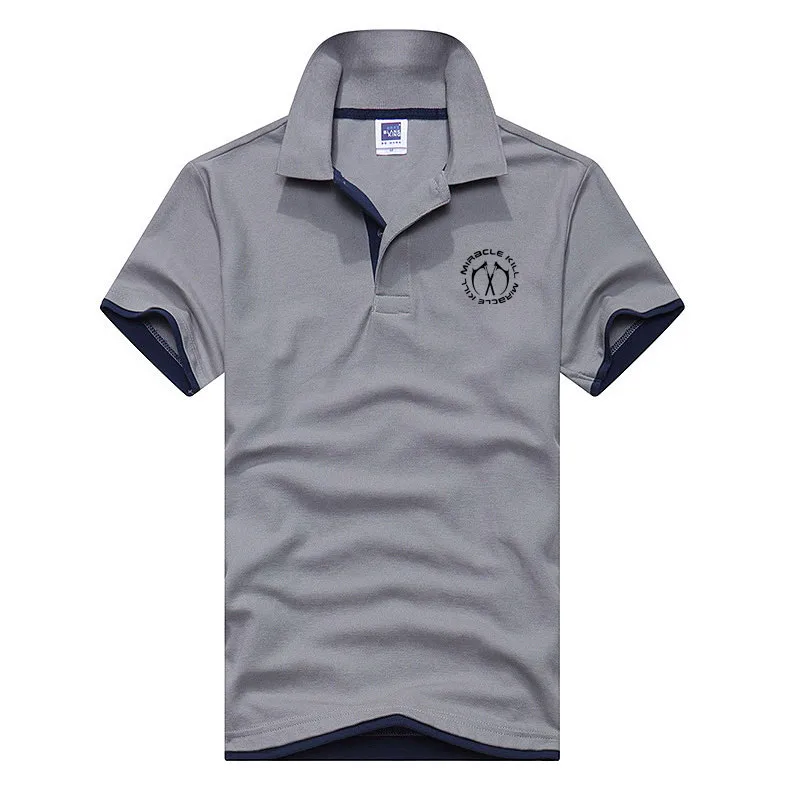Мужская классическая Однотонная рубашка поло с принтом хлопковая короткими