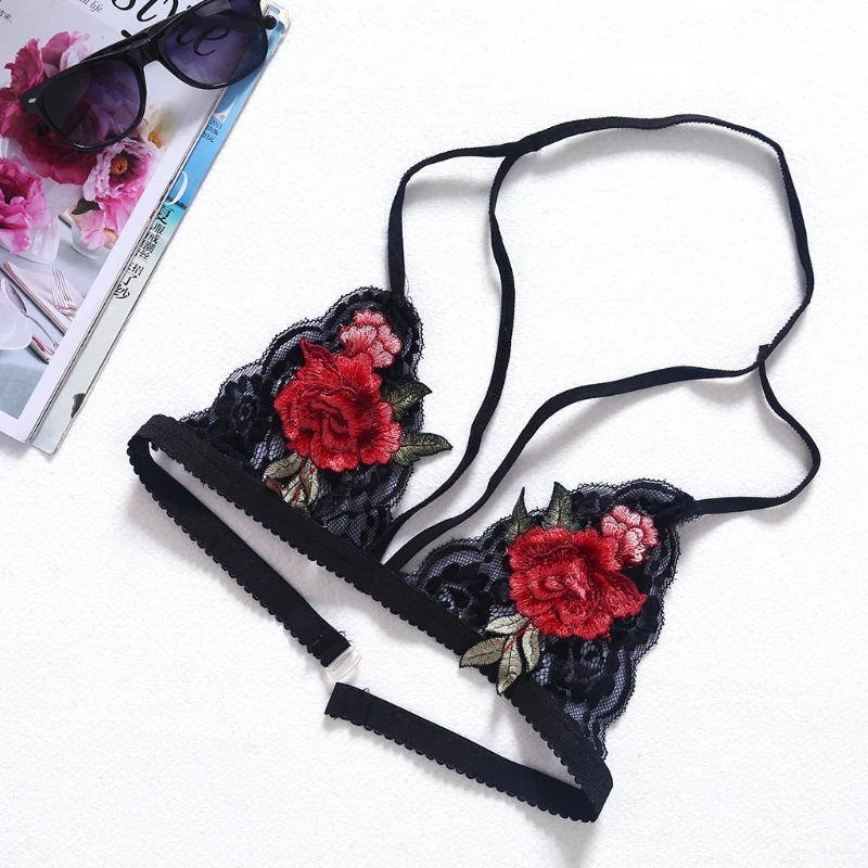 Европейский женский модный цветочный кружевной бюстгальтер с вышивкой и