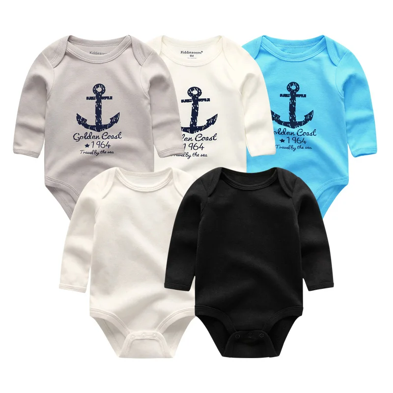 baby clothes5218 Г., 5 шт./лот, хлопковая одежда унисекс для маленьких девочек от 0 до 12 месяцев Детские комбинезоны с длинными рукавами, Roupas de bebe, комплекты одежды с принтом для мальчиков - Цвет: baby clothes5218