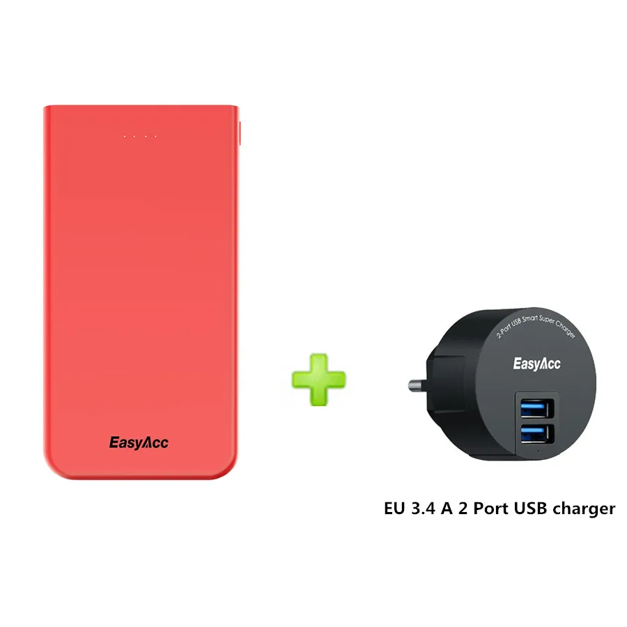 Easyacc 10000 мАч Мощность банка для Xiaomi Mi 5 V/2A USB Порты и разъёмы тонкий Портативный универсальный внешний резервный аккумулятор от Батарея мобильный фаст Зарядное устройство - Цвет: same as picture