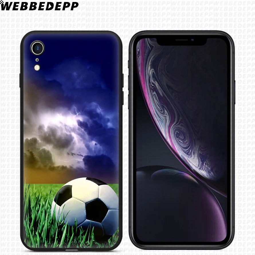WEBBEDEPP Football Soccer Ball Soft Silicone Case for iPhone 11 Pro Xr Xs Max X or 10 8 7 6 6S Plus 5 5S SE |