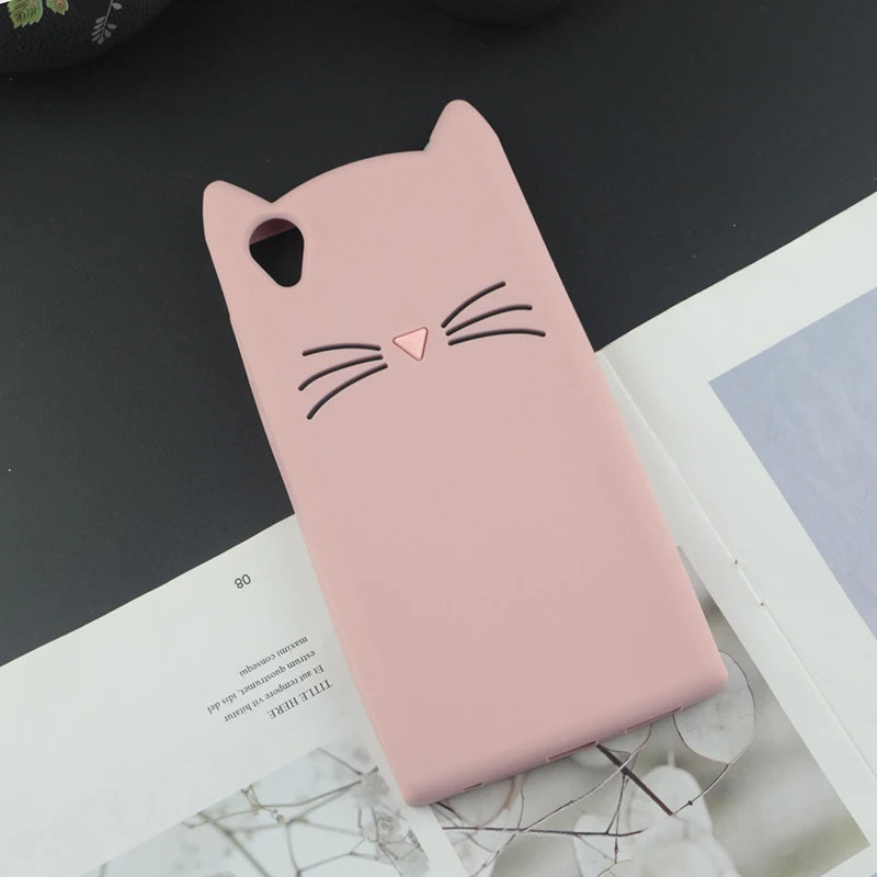 HuxuPink Милый 3D мультяшный силиконовый чехол для sony Xperia XA1 чехол s Япония блестящая борода кошка кошечка с милыми ушками чехол для телефона XA Ultra - Цвет: HuxuPink