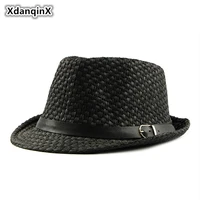 xdanqinx summer mens jazz breathable straw hats fashion simple ventilatory fedoras for men and women classic brands dads hat
