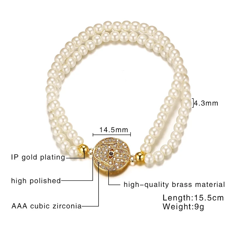 XUANPAI Bling CZ камни Хамса ручные круглые очаровательные женские браслеты имитация