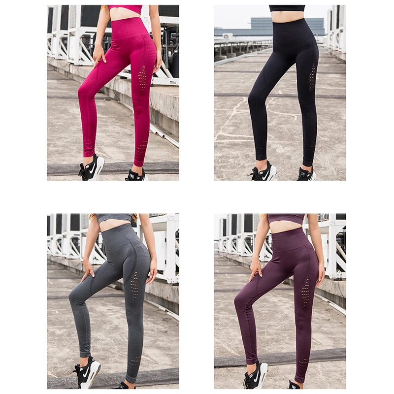 Женские Бесшовные штаны для йоги обтягивающие леггинсы фитнеса занятий йогой