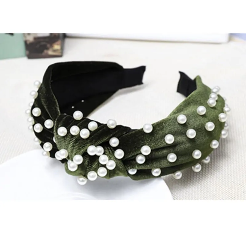 

Velvet Headband Pearls for Women Hair Accessories Retro Velvet Wide Headband Knot Adults Headwear Solid Hairband Pearls Headband