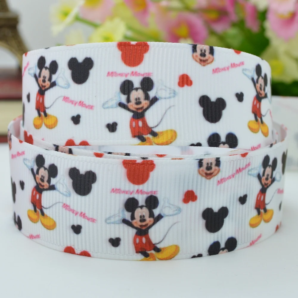 DUWES 7/8 &quot22 мм 2 5 10 20 50 ярдов Микки мультфильм печатных grosgrain ленты волос лук DIY