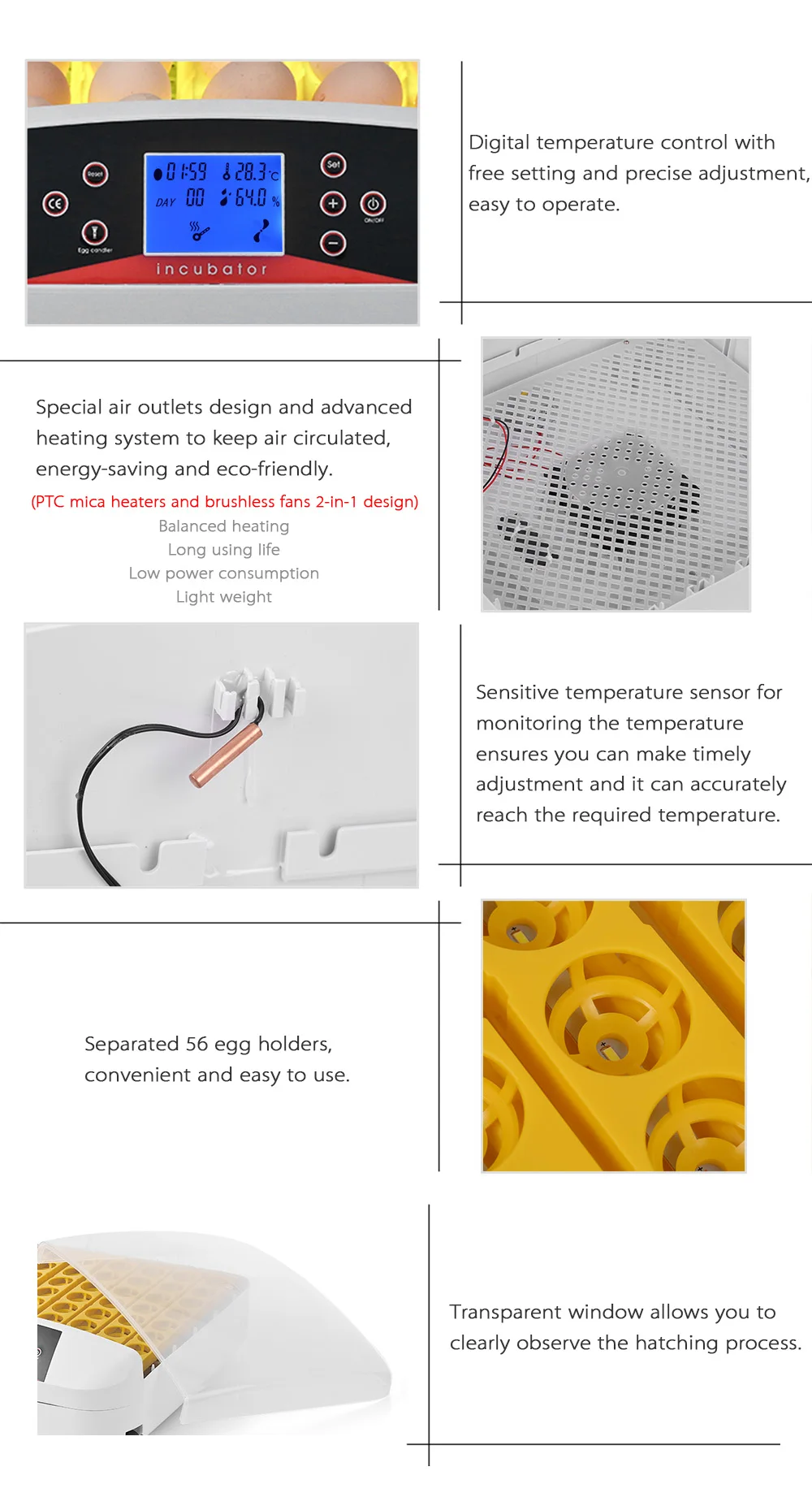 Инкубатор для яиц 56 полностью автоматический инкубатор курицы утки голубей