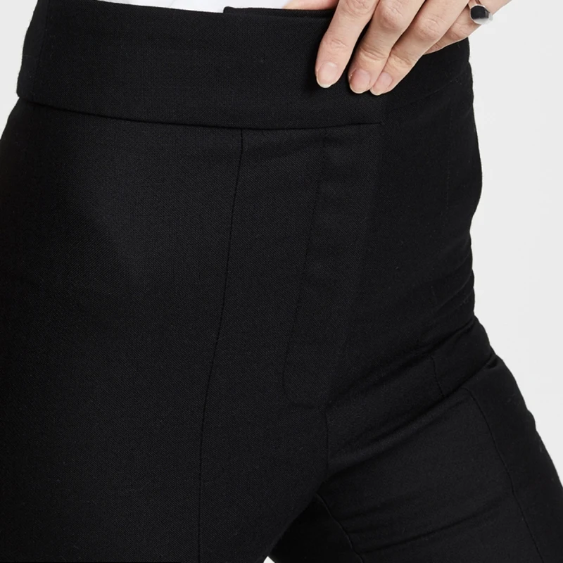 RichKoKo 2018 Women Black Casual Flare Pants Elastic Waist Female Calf-Length High Rise Trousers Lady Bottoms | Женская одежда