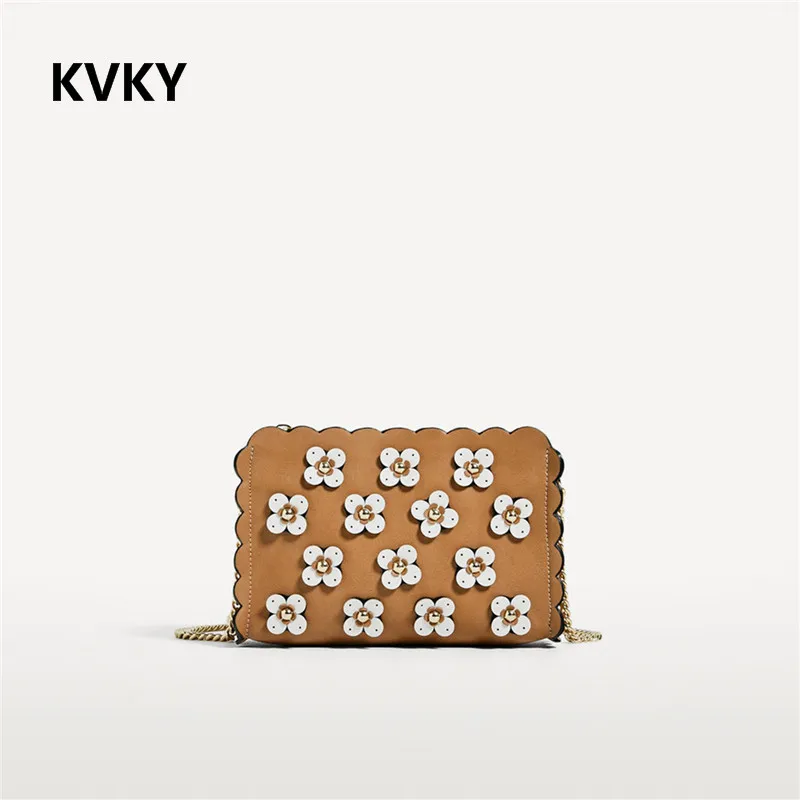 Kvky 2017 желтый маленькая сумка женская мягкая искусственная кожа аппликации Сумки