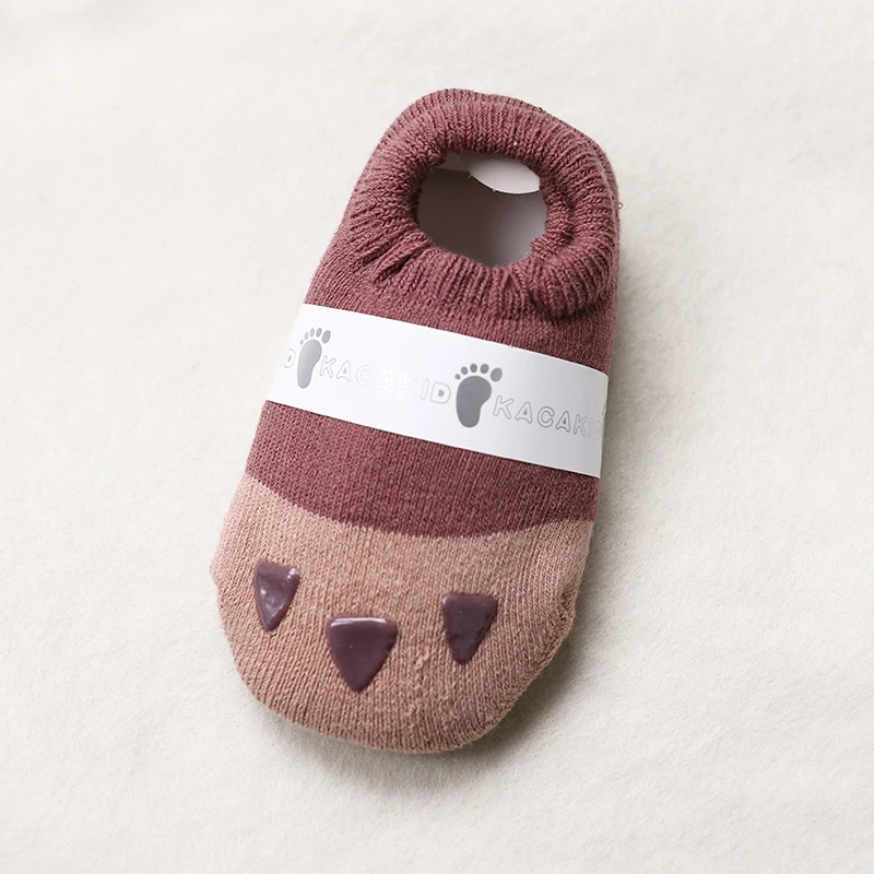 Calcetines gruesos de algod&oacute;n con dise&ntilde;o de pata de dibujos animados para beb&eacute;, para ni&ntilde;os y ni&ntilde;as, antideslizantes, para invierno-4